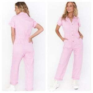 Show Me Your Mumu Cannon Jumpsuit Pink Denim Full Length